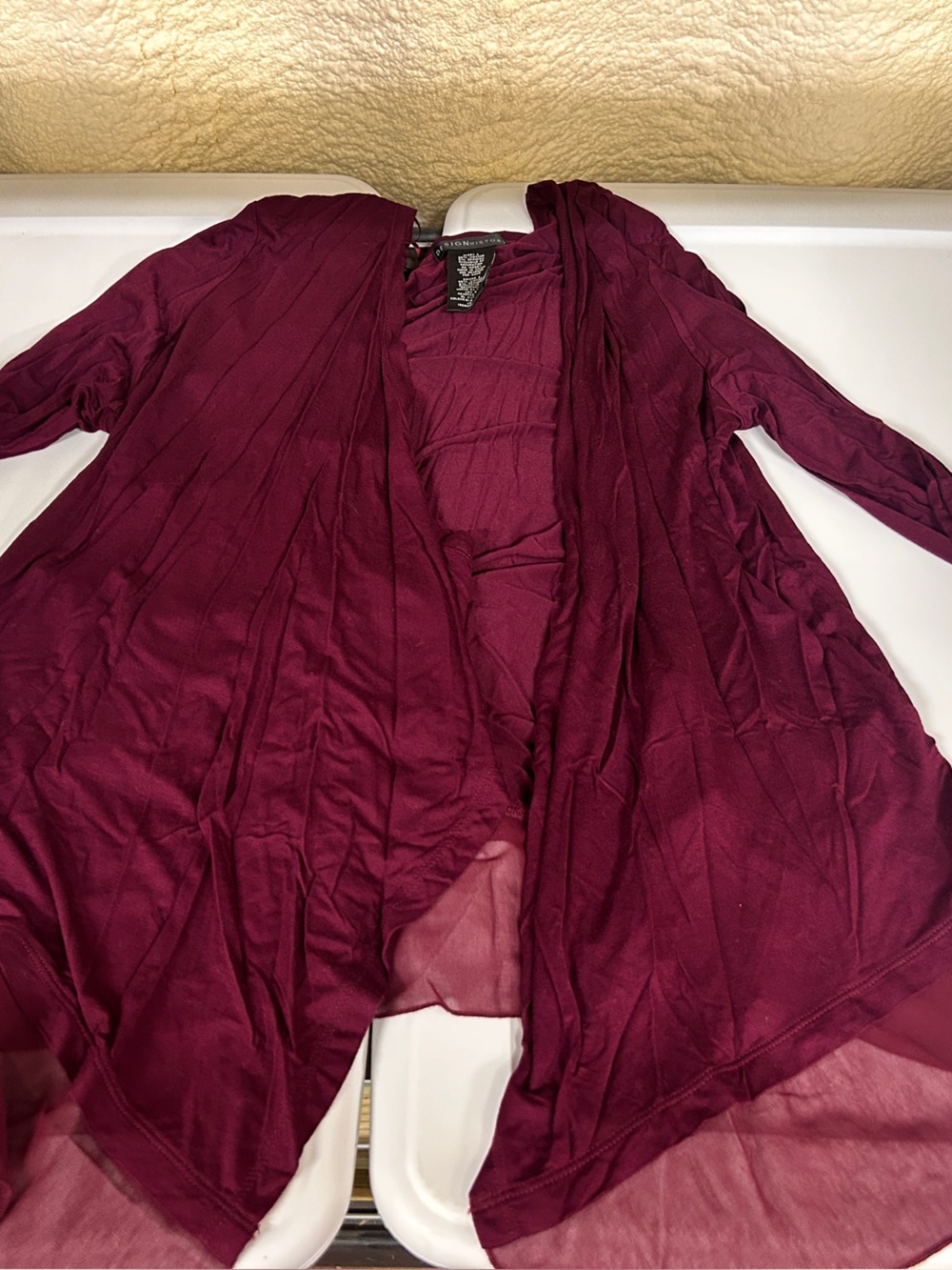 Design History Berry Red Long Sleeve Cardigan
